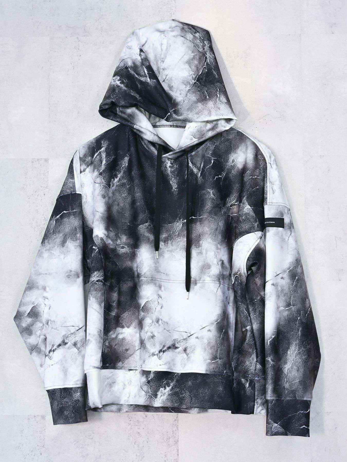 【予約品 9月6日(日) 締切】OVER HOODIE / トリコット オーバーパーカー / マーブルブラック
