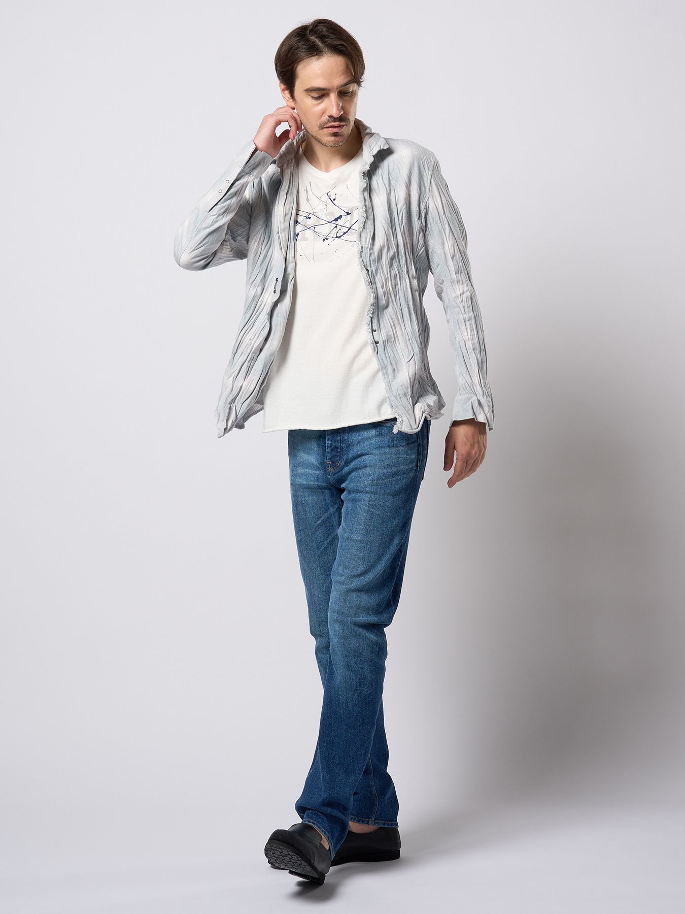 【予約品 9月23日(火) 締切】2-hook check / 2フック チェックシャツ / アイスグレー