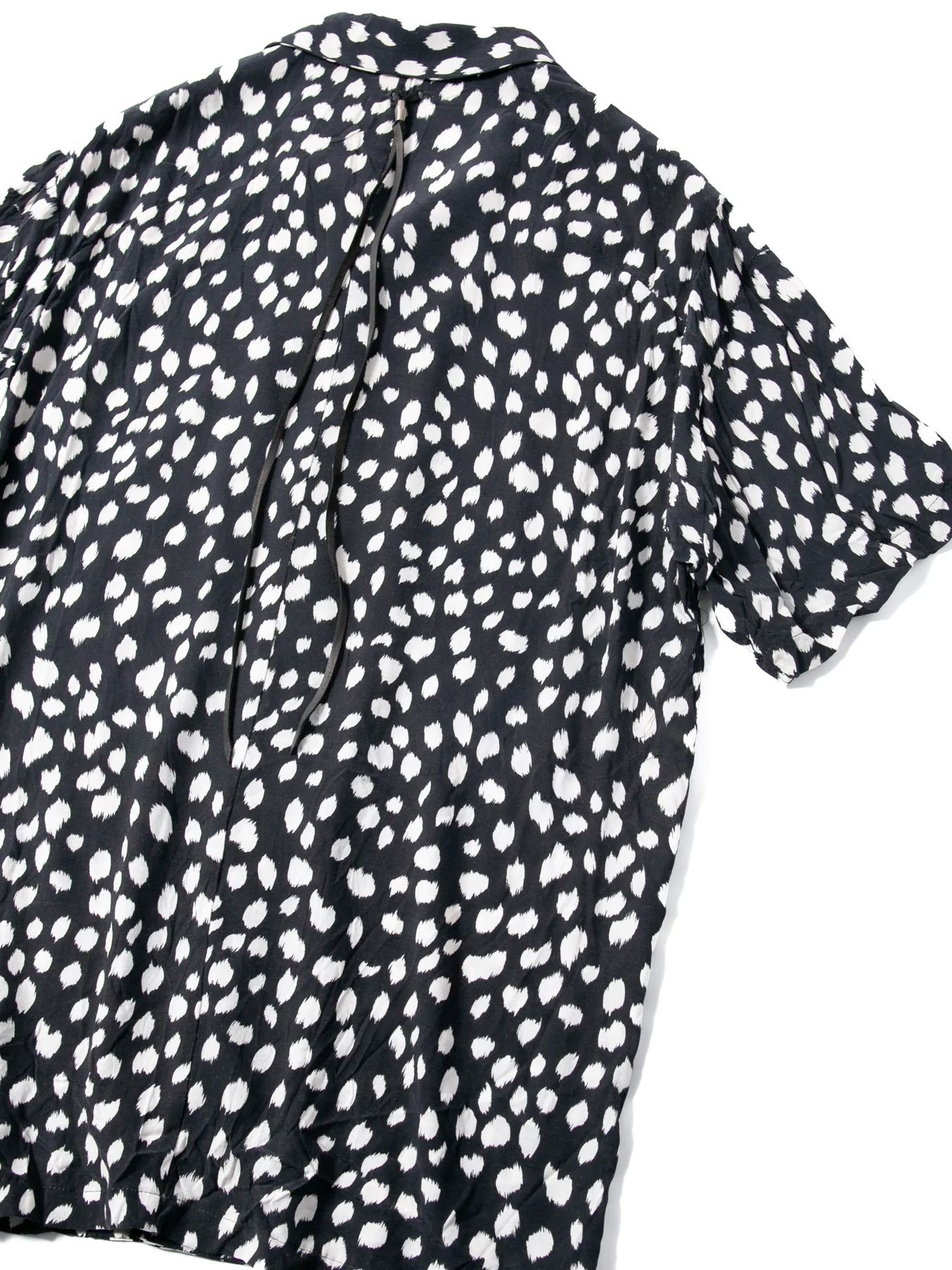 Leopard Printed Cupra Rayon H/S Open Collar Shirt / キュプラ レーヨン 豹柄プリントH/S 開襟シャツ / ブラック豹柄