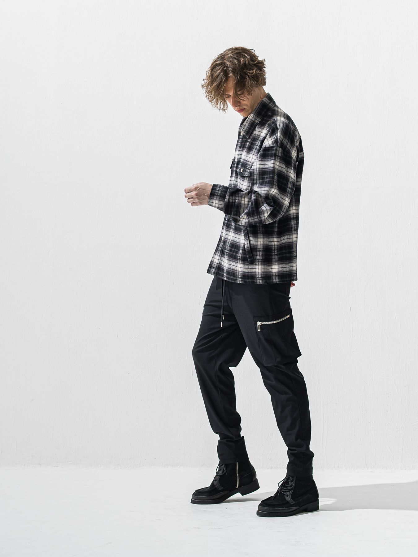 【予約品 9月6日(日) 締切】OLD SLUB CHECK JK / ヴィンテージ ネルジャケット / ブラック