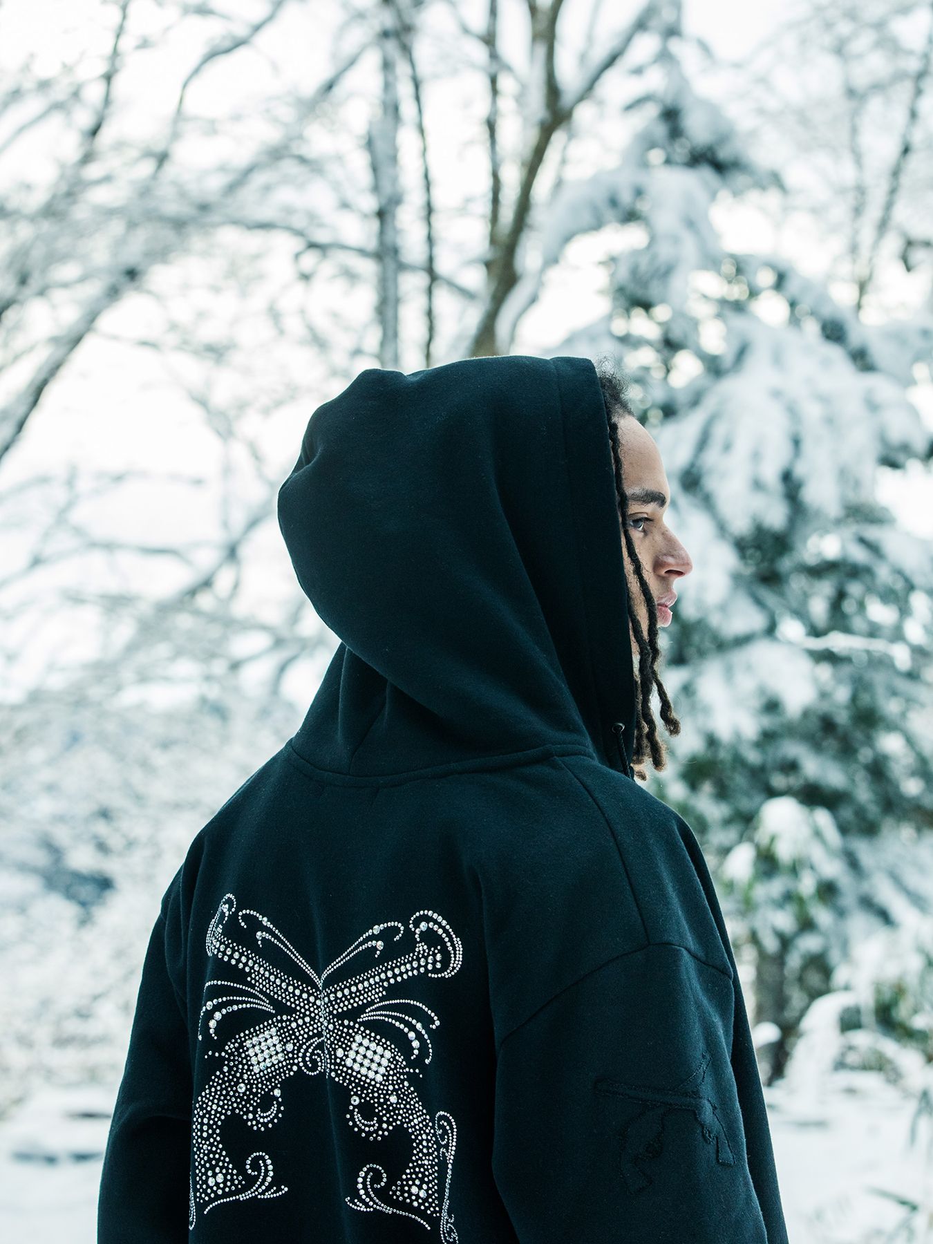 【予約品 3月9日(月) 18:00 締切】CROSSGUN CRY HOODIE / クリスタルクロスガン ジップフーディ / ブラック