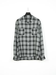 Rayon Twill Ombre Check L/S Open Collar Shirt / オンブレーチェック L/S 開襟シャツ / ブラック