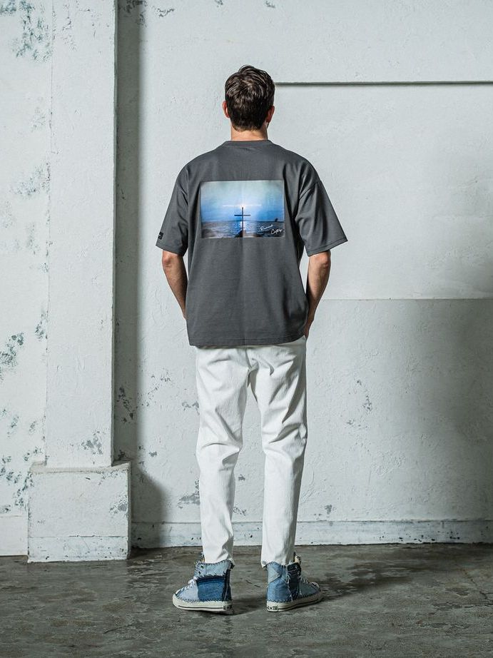 《予約11月17日19時締め》 BACK Photo OVER  TEE / オーバーTシャツ / グレー