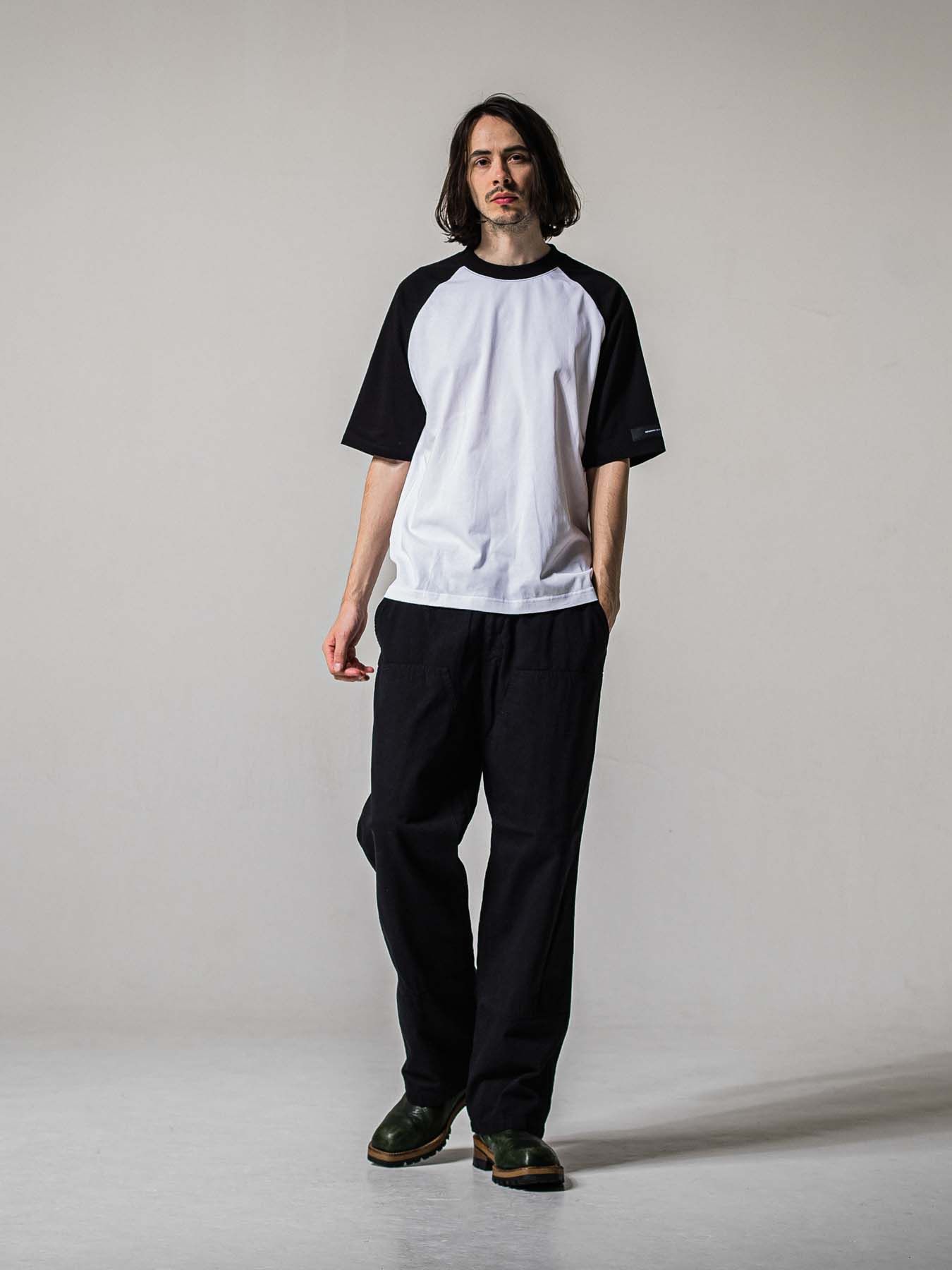 【予約品 11月16日(日) 締切】BACK RC RAGLAN OVER TEE / バックロゴ ラグランスリーブ オーバーTシャツ / ホワイト×ブラック