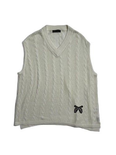 《予約品8月31日 23時55分締め》 KNIT VEST A / ベスト / ホワイト 【roarguns 】 2024年2月入荷予定