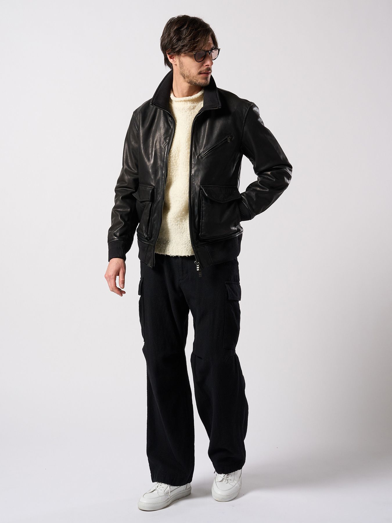 【予約品 4月19日(日) 18時締切】leather rib jersey type A-2 / A-2タイプ レザーリブジャージー / ブラック