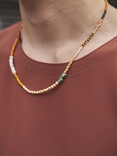《予約品》 SHELL BEADS MIX NECKLACE / ネックレス / オレンジ 【Iroquois.SENTI】