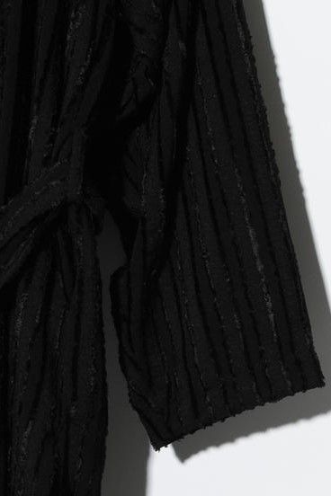 Cut Jacquard Striped Long Shirt Gown / BLACK 【ys Yuji SUGENO】