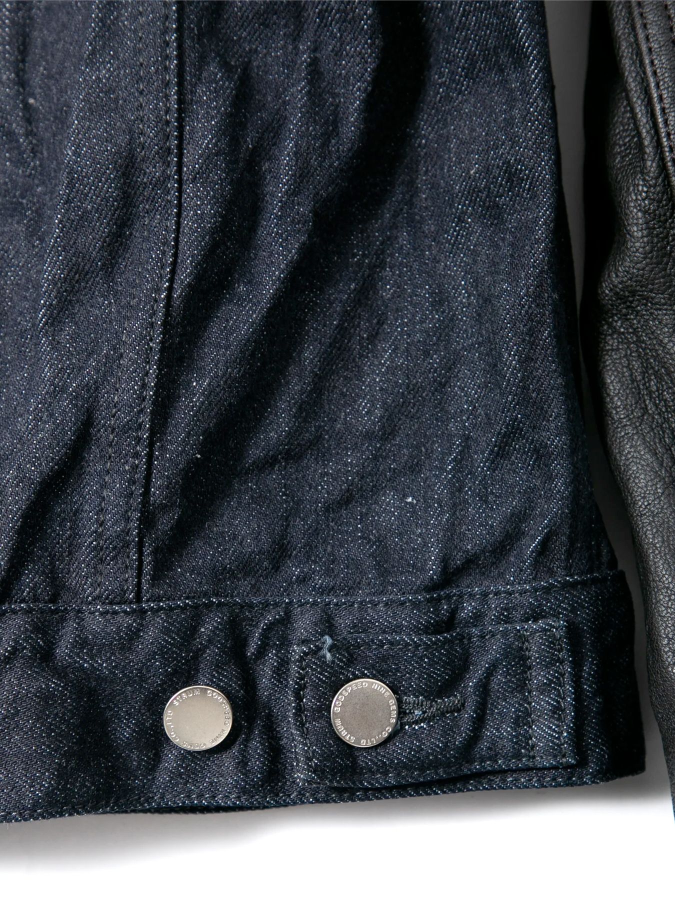 14oz Deep Blue Heavy Selvage Denim Leather Sleeve G Jean Blouson / 14oz ディープブルー ヘビーセルヴィッチ デニム 袖革 Gジャン / BLITZ / インディゴ（ワンウォッシュ）