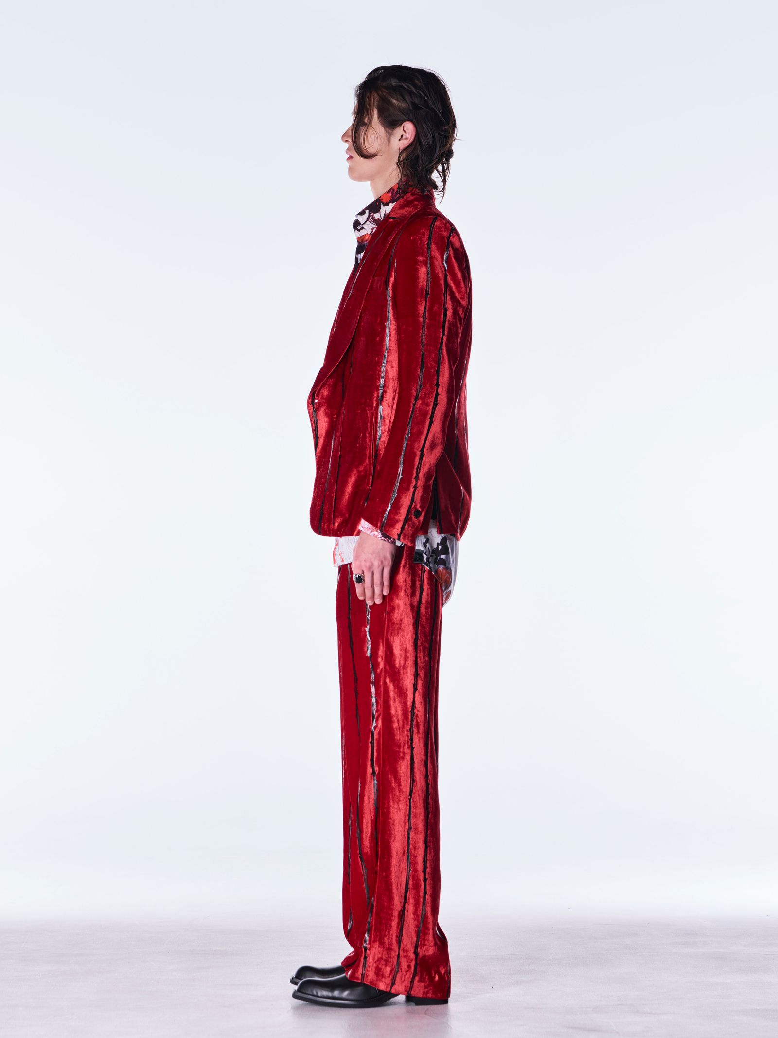 【予約品 6月29日(月) 締切】TOGE Velvet Wide Slacks / ベルベット ワイドスラックス / レッド