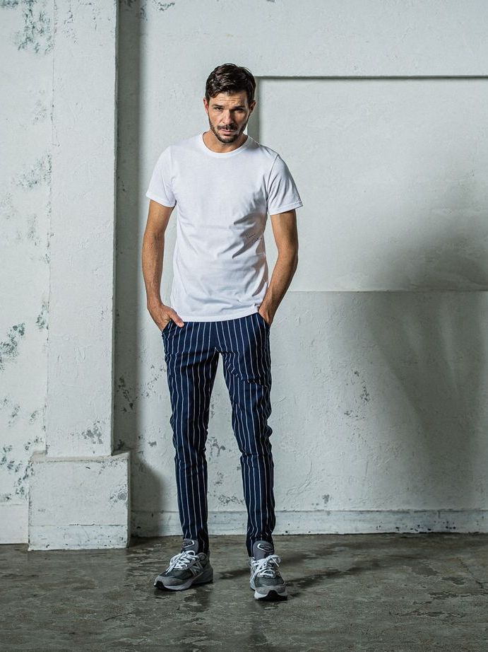 《予約11月17日19時締め》 CHRIS EASY  PANTS / イージーパンツ / ネイビー・ストライプ