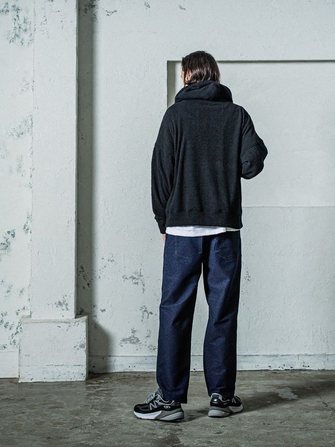 《予約11月17日19時締め》 MOLE YARN PILE zip loose hoodie / ジップフーディブ / ブラック