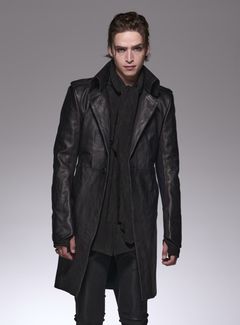 《予約品》 LeatherSingleNapoleonJacket / レザーナポレオンコート / ブラック