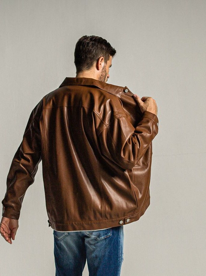 《予約9月1日18時締め》 LEATHER OVER 2ND G  / エコレザーGジャン / キャメル
