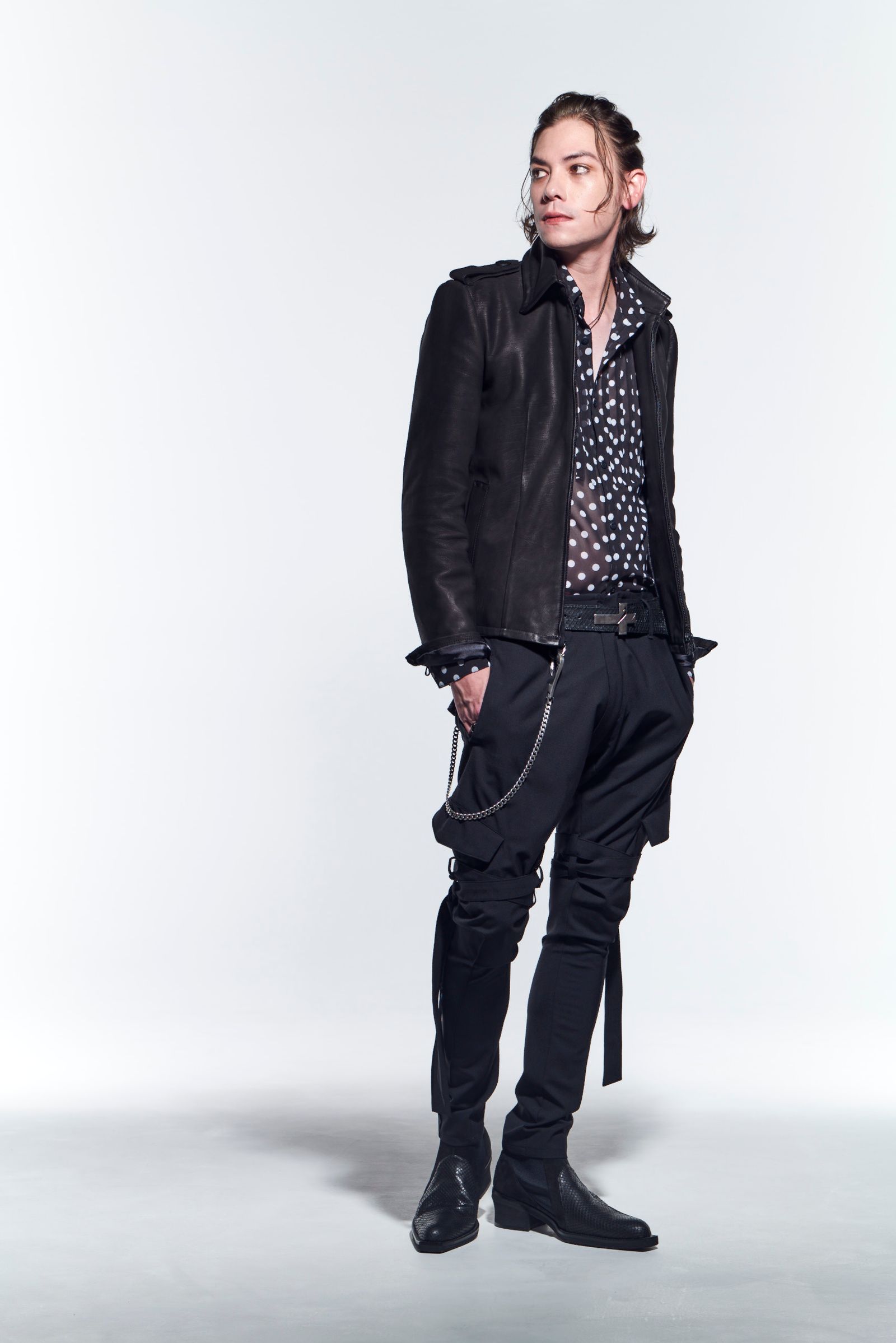 《予約品》 CutOff FrillShirts シャツ DotChiffon / Black 【kiryuyrik】 5月入荷予定