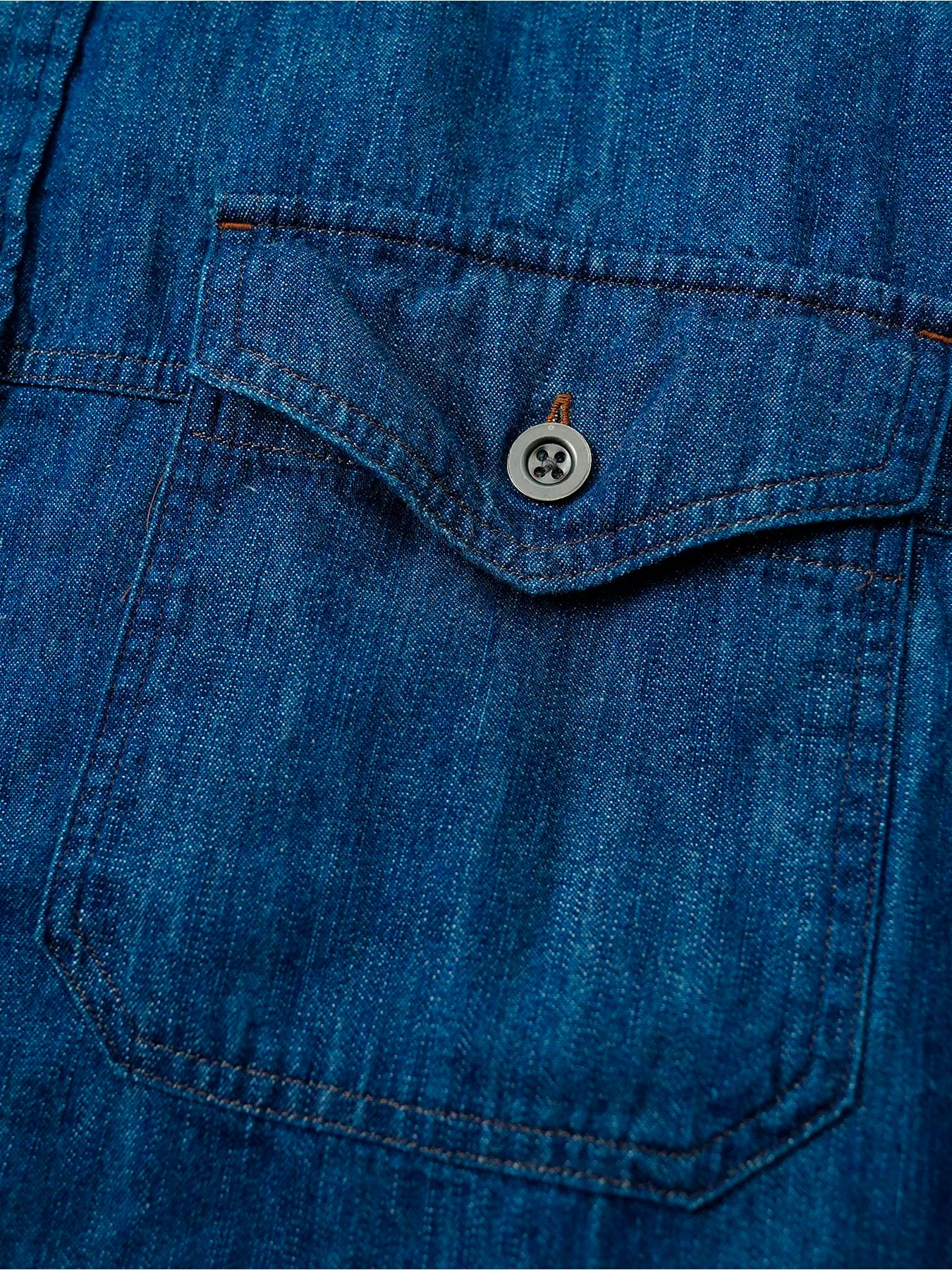【予約品 11月9日(月) 締切】MILITARYSHIRT Denim / デニムミリタリーシャツ / インディゴ×金茶ステッチ