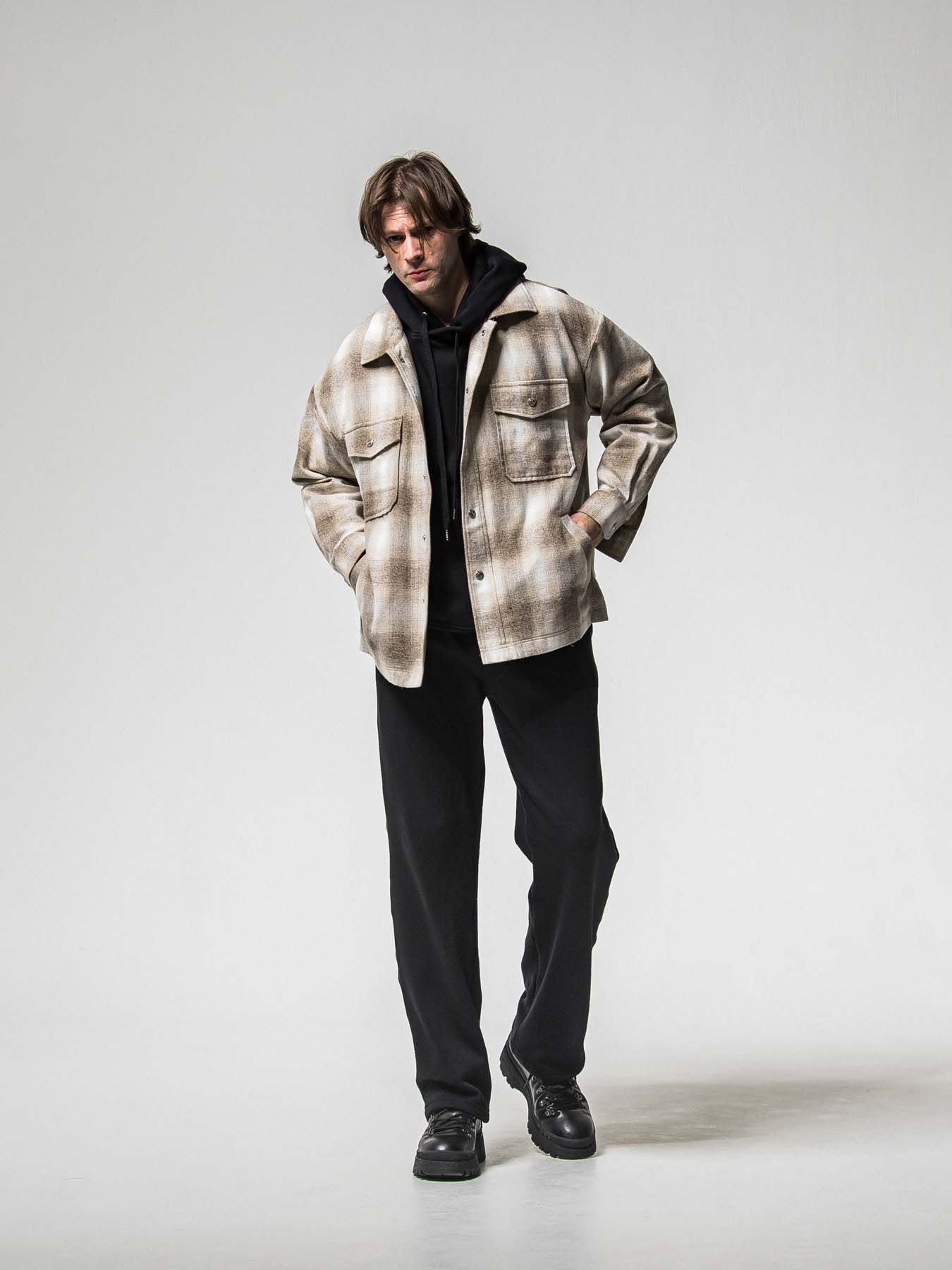 【予約品 8月31日(日) 締切】 VELOURS FLEECE WIDE TUCK PANTS / ベロアフリース ワイドタックパンツ / ブラック