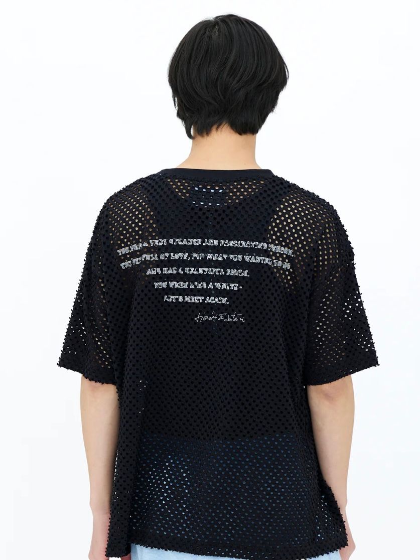 HOLE CUT PRINTED T-SHIRT / ブラック