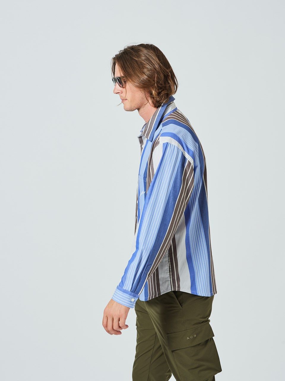 (予約品2023年10月19日18時締め) Random Stripe Shirts Jacket / シャツジャケット / ブルー