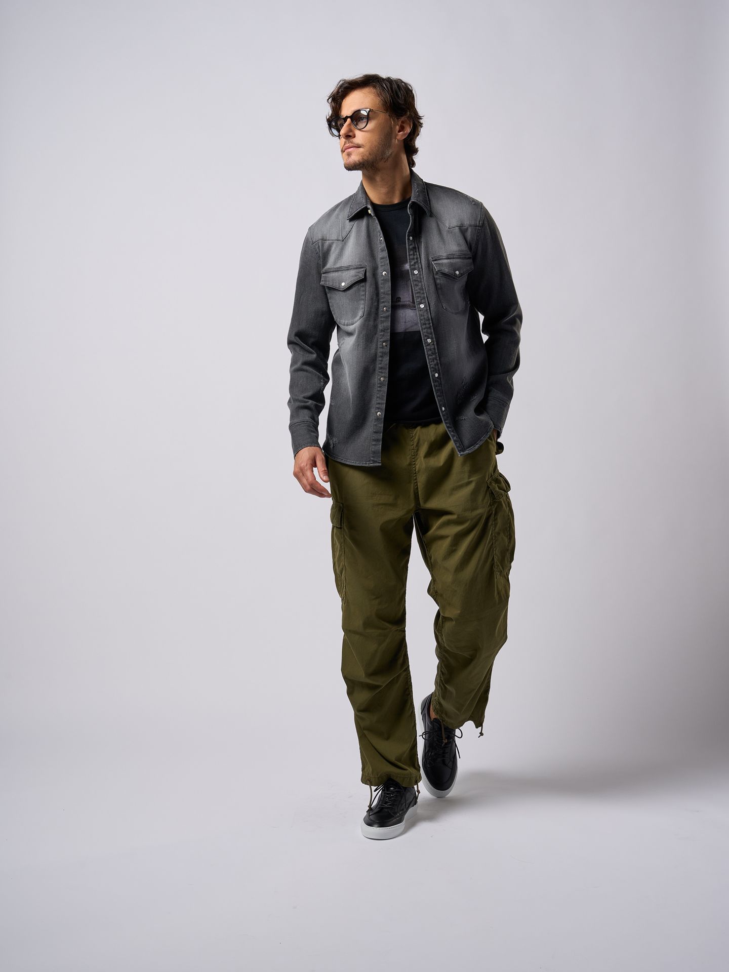 【予約品9月19日 10時締め】 light crash western shirt / ウエスタンシャツ / usedブラック
