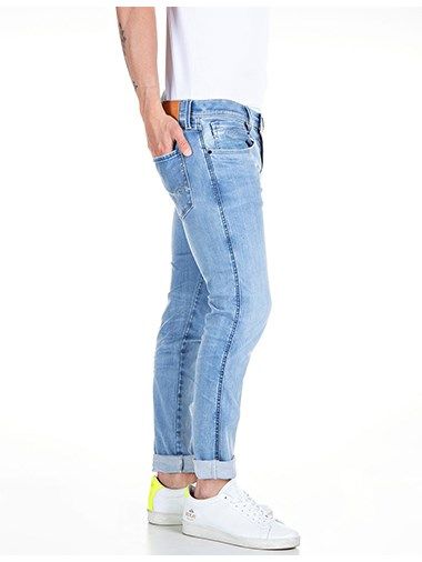 Ocean Blue 10.5 OZ HYPERFLEX RE-USED X.L.I.T.E./ デニムパンツ ANBASS / ライトブルー 【REPLAY】