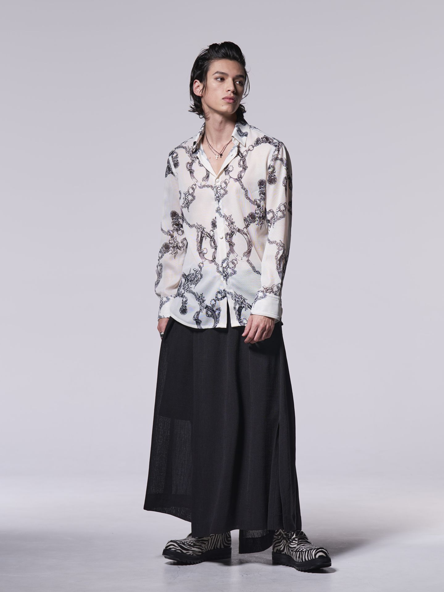 《予約品》 Chain Shirt / シャツ / ホワイトチェーンプリント