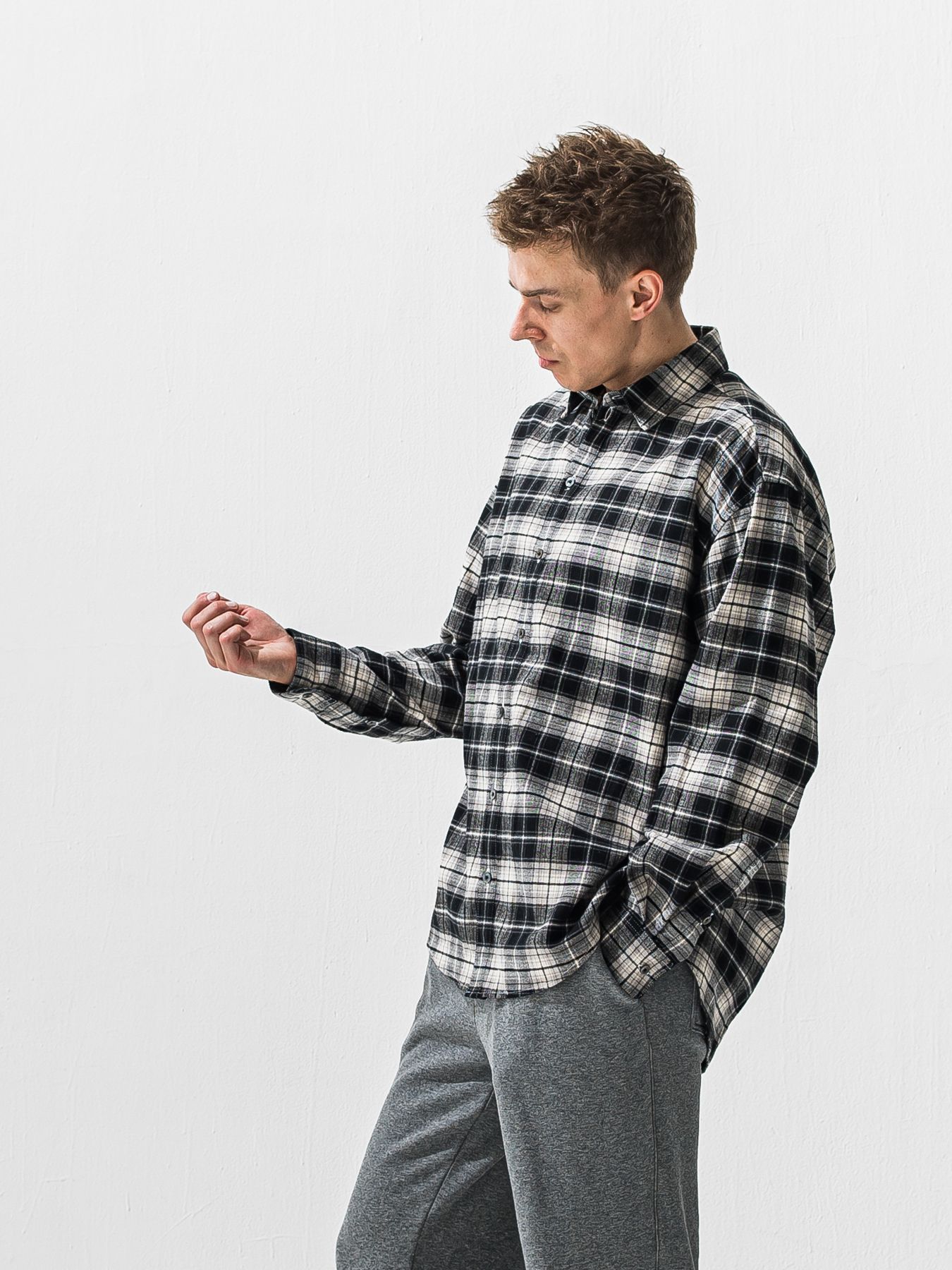 【予約品 9月6日(日) 締切】FLANNEL JACK SHIRTS / オーガニックコットン フランネルチェック ジャックシャツ / ブラック