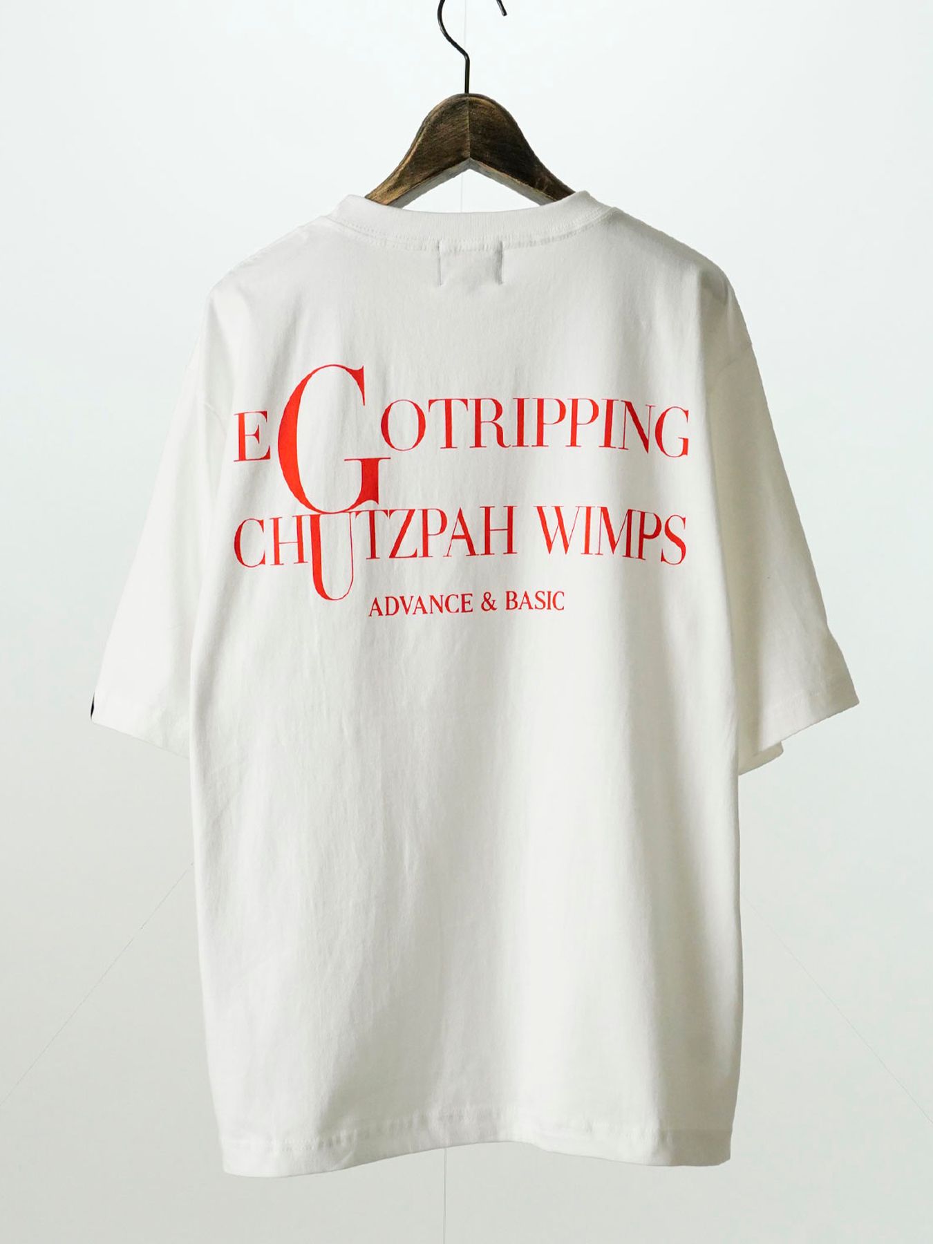 【予約品 11月9日(月) 締切】HEAVYOUNCE TEE Cw / ヘビーオンス バックプリントTシャツ / ホワイト×レッド