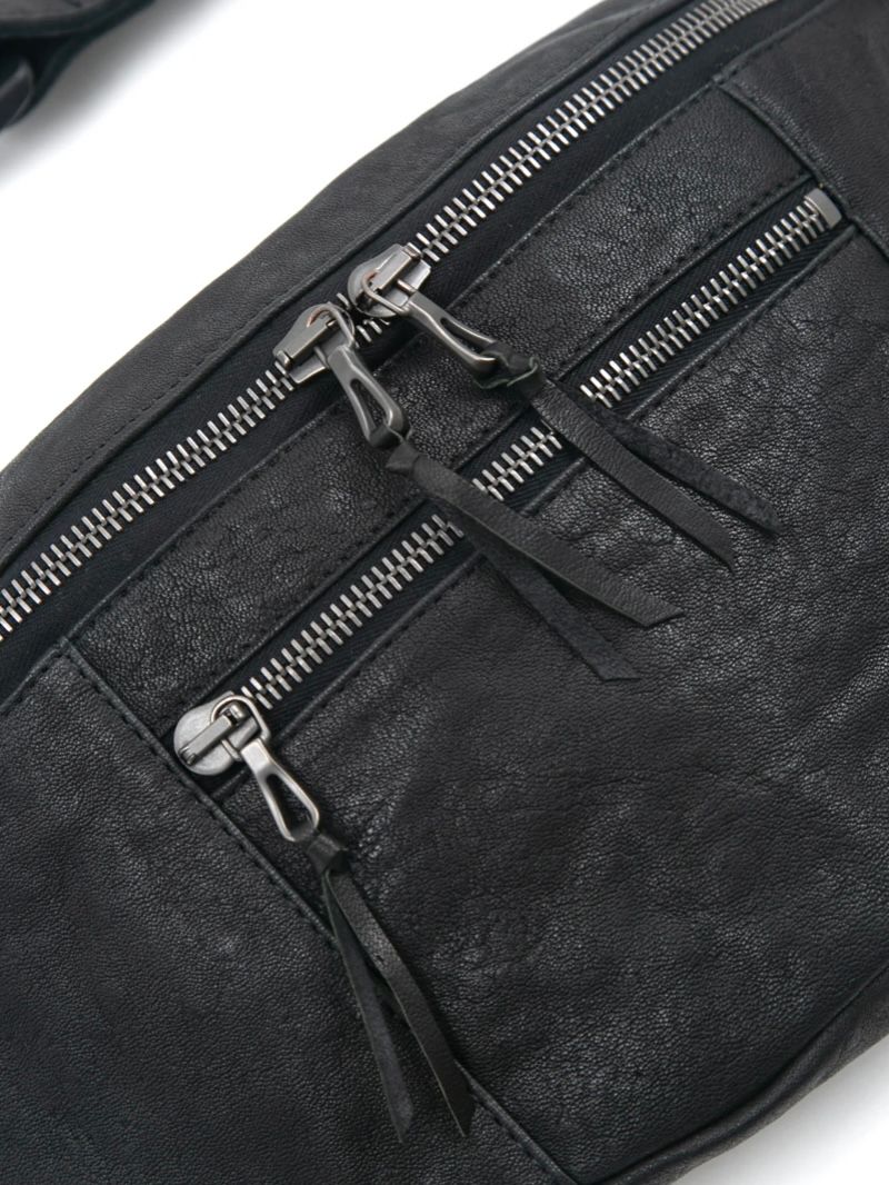 Pit Vegetable Full Tanned Shrinked Horsehide Body Bag / フルタンニン ピット鞣し シュリンク ホース ハイド ボディー バッグ / HIGH THROTTLE / ブラック