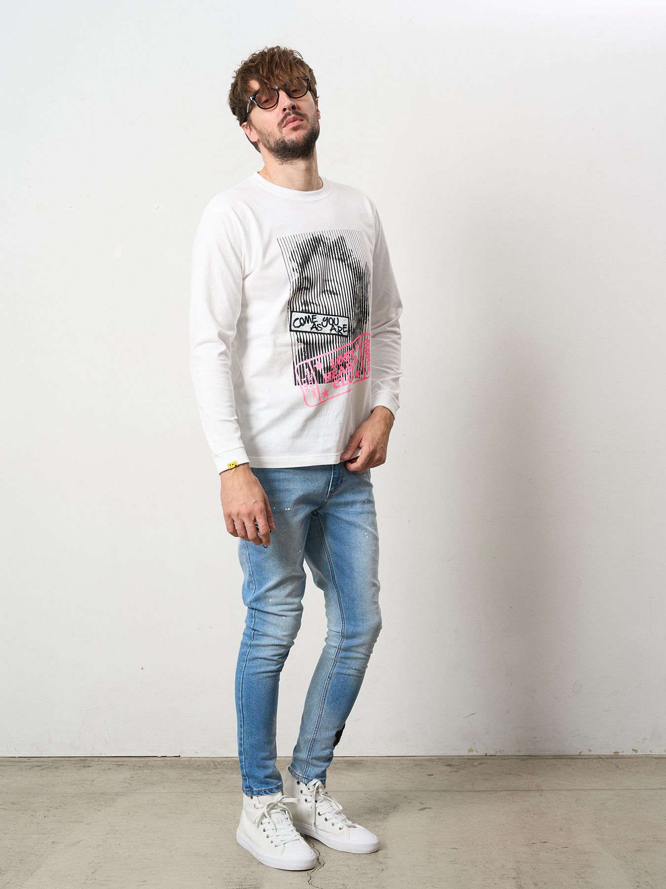 【予約品 5月8日(木) AM10時 締切】 5.6ozコットン天竺 LOST HEARTS シークインLS Tシャツ / ホワイト