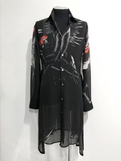 コラボ VAMPIRE FlareShirtプリントフレアロングシャツ ブラック【kiryuyrik featuring TAKAMIZAWATOSHIHIKO】