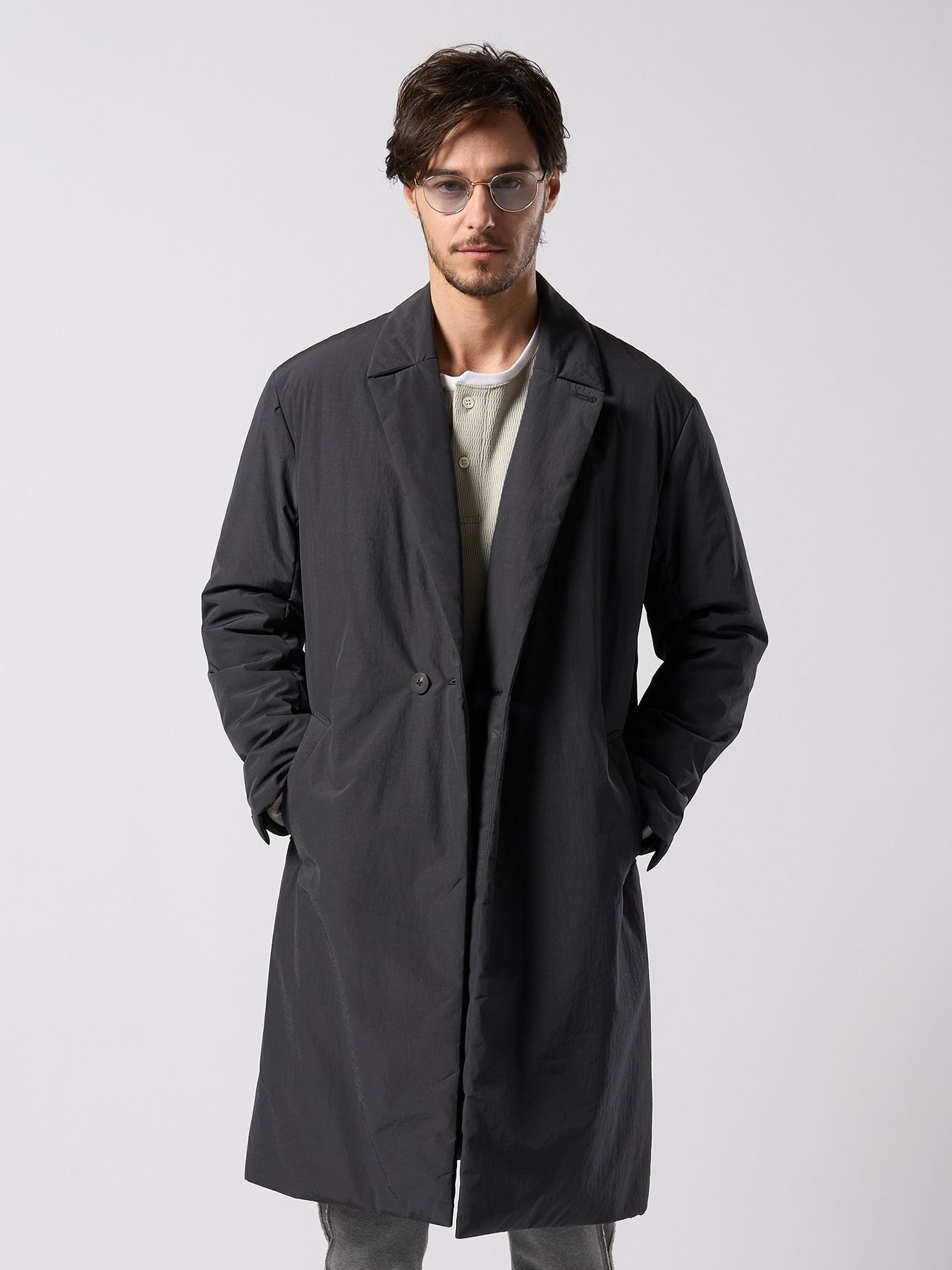 【予約品 4月19日(日) 18時締切】double breasted solid coat / ダブルブレスト ソリッド コート / フェードスミ