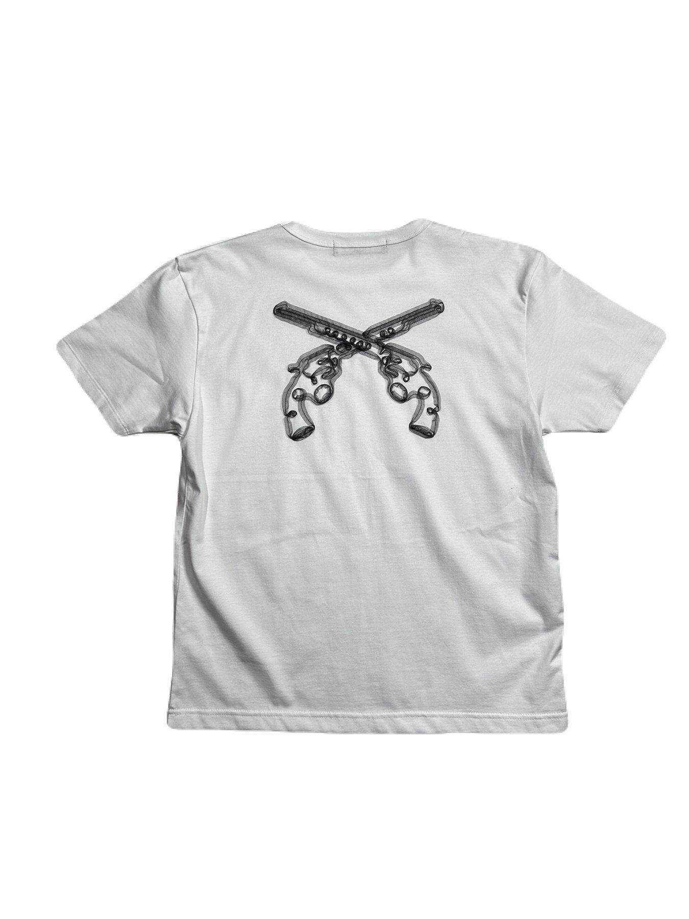 【予約品 8月10日(日) 締切 】WOMENS ORGANDY CROSSGUN T / オーガンジー クロスガン Tシャツ / ホワイト