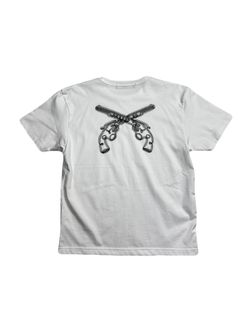 【予約品 8月10日(日) 締切 】WOMENS ORGANDY CROSSGUN T / オーガンジー クロスガン Tシャツ / ホワイト