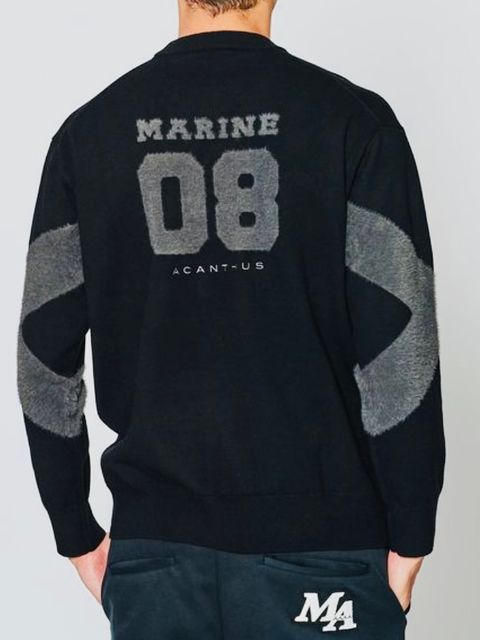 muta Arm Line Knit /コラボ ニット / ブラック 【Acanthus×muta MARINE】