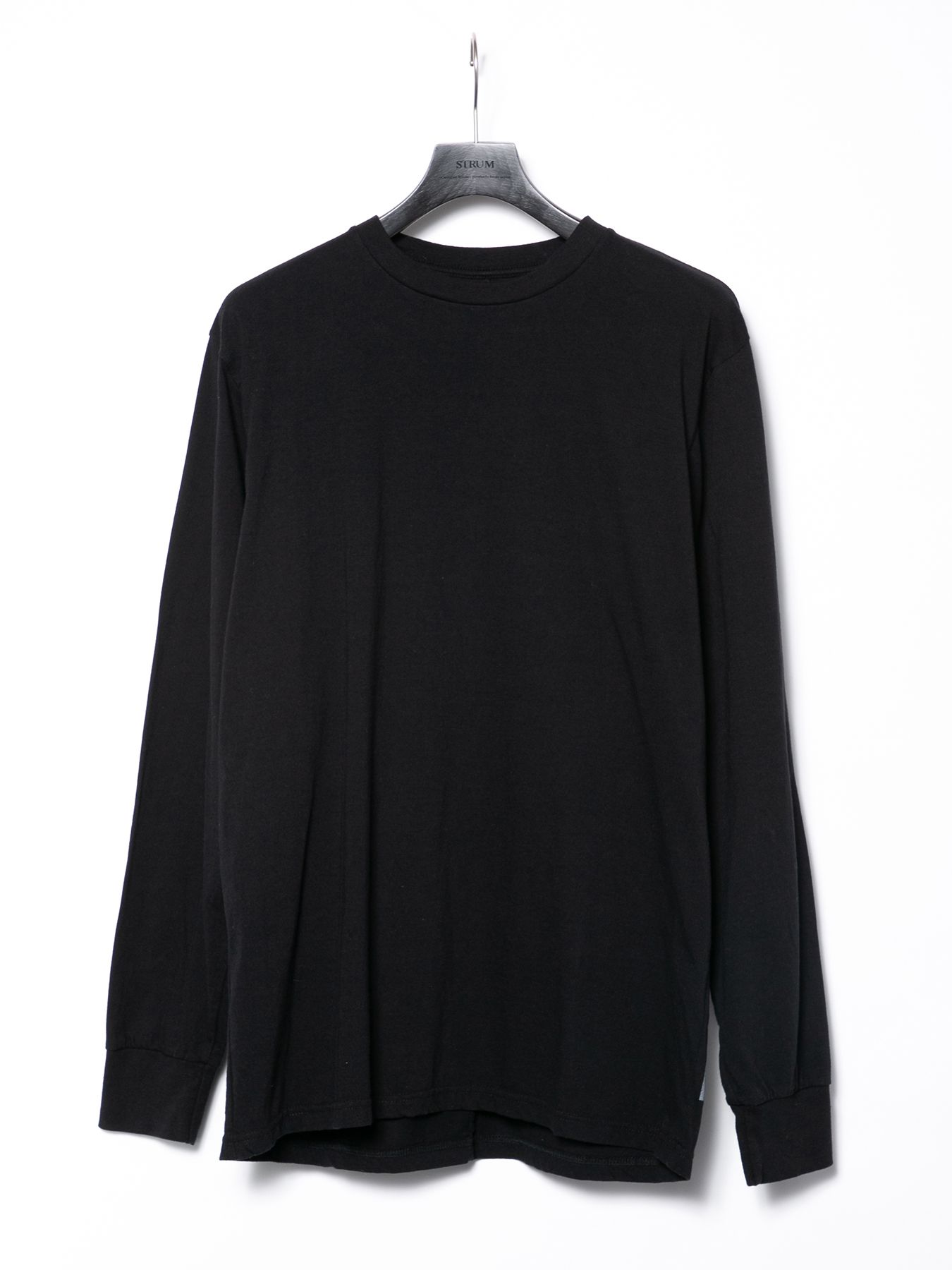 Natural Soft Cotton Plain Stitches Rib Crew Neck T-shirt / 30/-ナチュラルソフト天竺 クルーネック リブ ロングスリーブ Tシャツ / ブラック