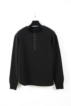 ローゲージストレッチ カノコダブル ジャージ ヘンリーネックTシャツ / BLACK 【STRUM】