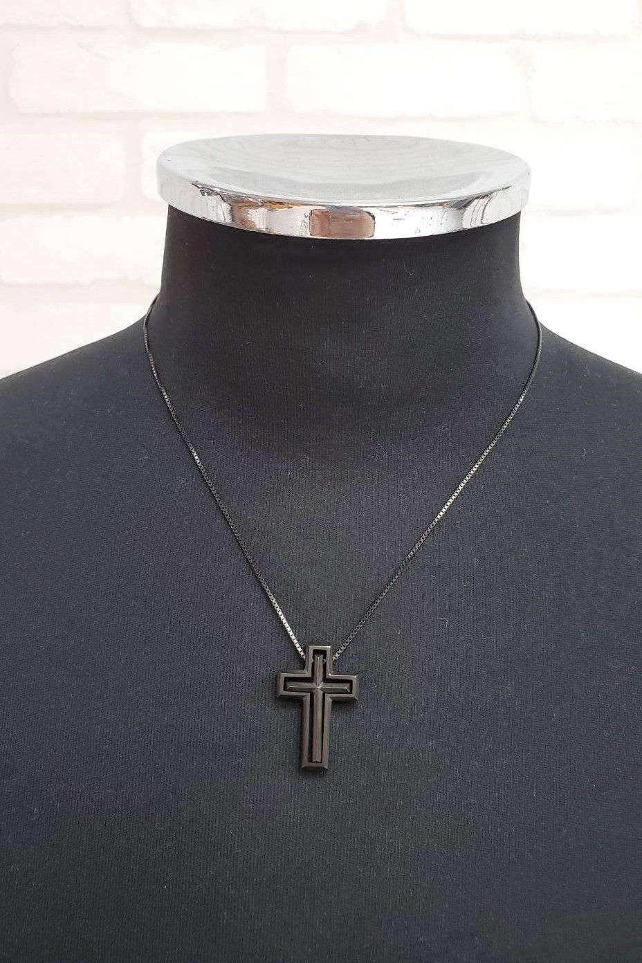 ARCHITECT W CROSS PENDANT / SV925.MATTE BK