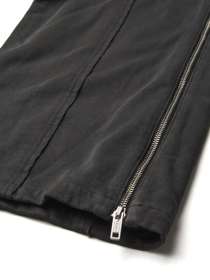 サイドZIPワイドイージーフレアPANTSブリーチ加工グレー