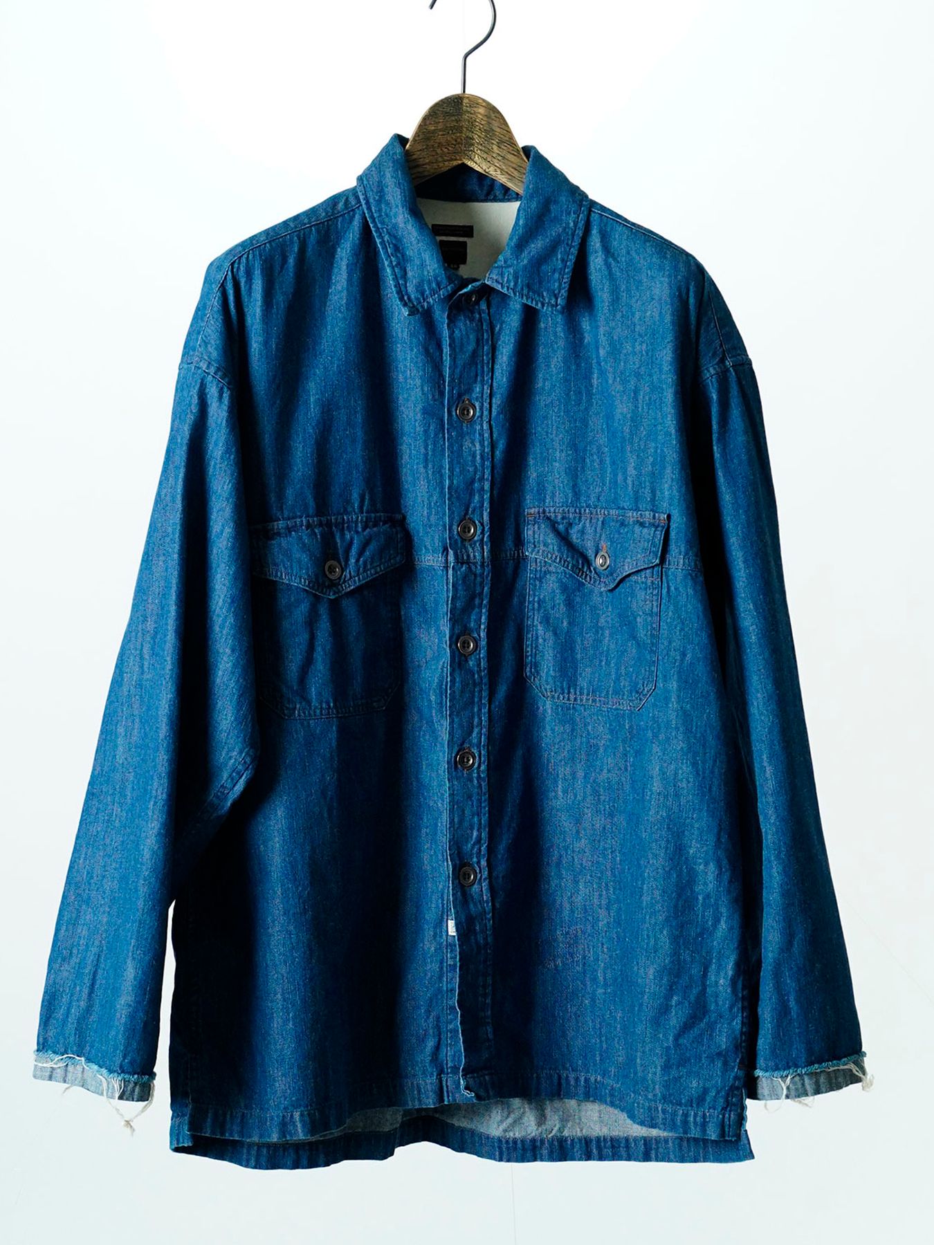 【予約品 11月9日(月) 締切】MILITARYSHIRT Denim / デニムミリタリーシャツ / インディゴ×金茶ステッチ