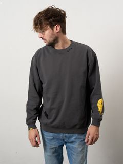 【予約品 10月16日(木) 締切】オーセンティックパイル ウェービーロゴ スマイル ケット スエットシャツ / チャコールグレー