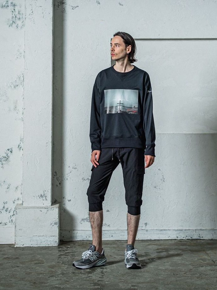 《予約11月17日19時締め》 EX sweat Photo drop trainer / トレーナー / ブラック