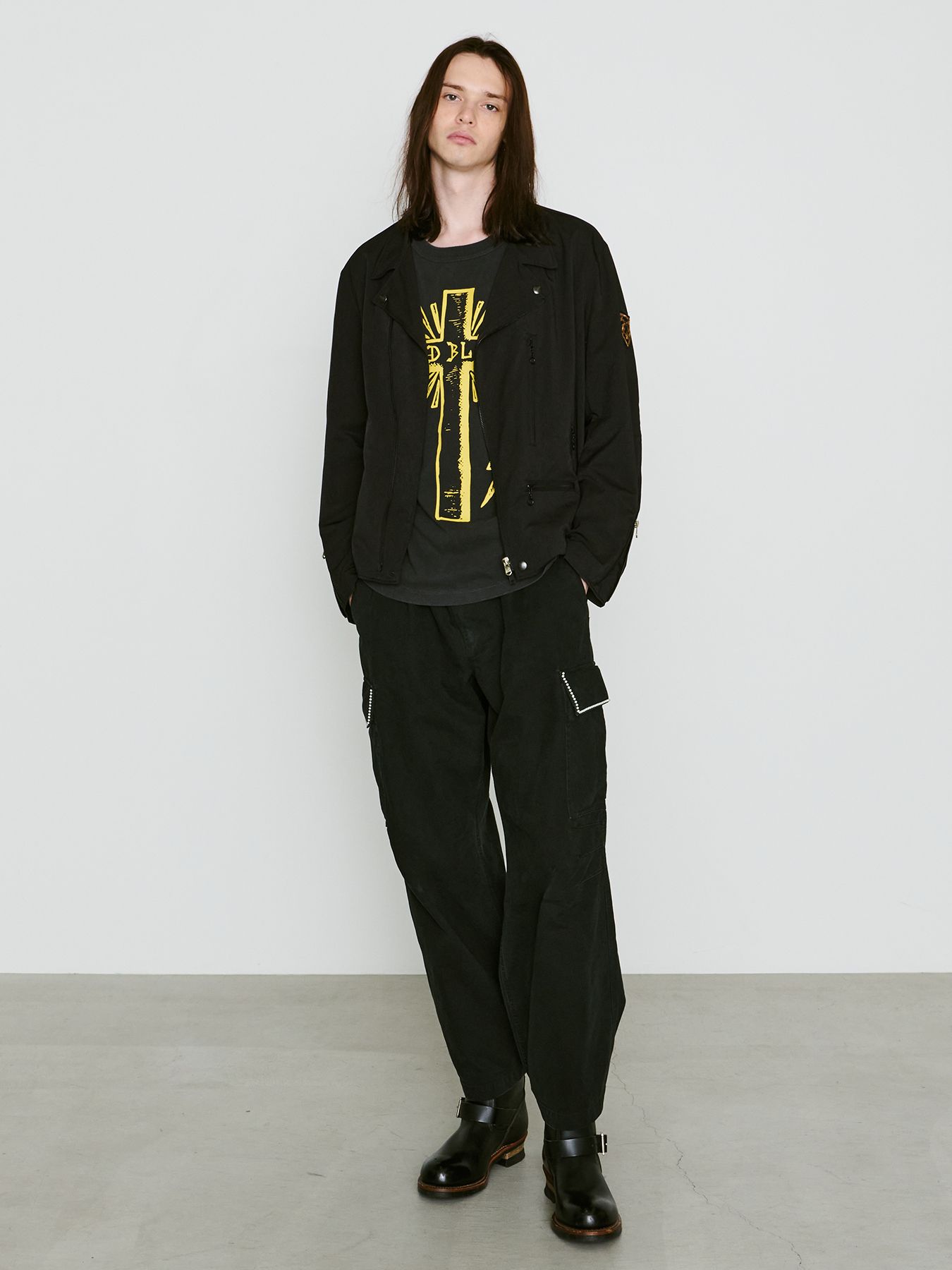 【予約品 8月10日(日) 締切 】CROSS PRINT S/S T / クロスプリント Tシャツ / ブラック×イエロー