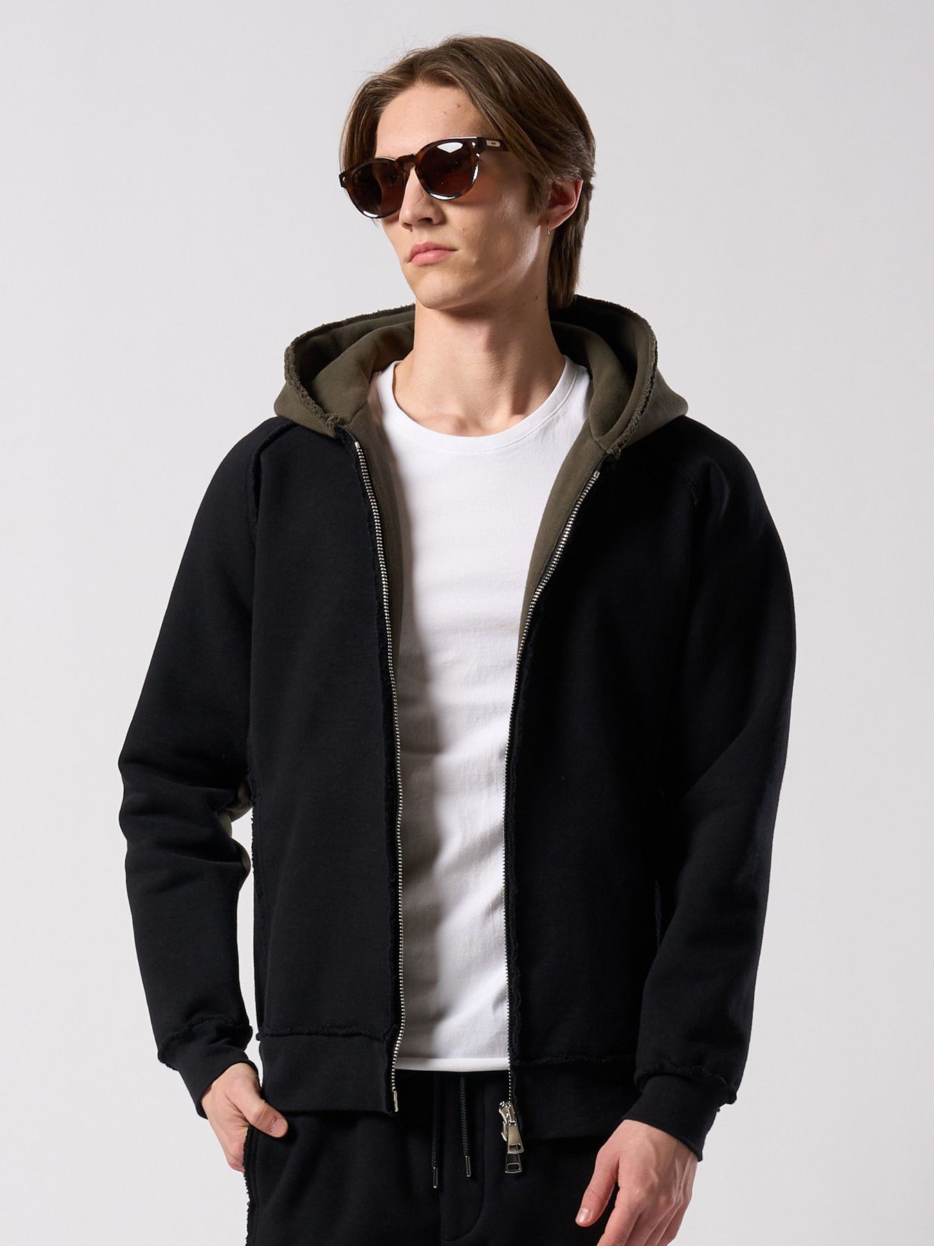 【予約品 4月19日(日) 18時締切】super urake parker / パーカー / ブラック×カーキ