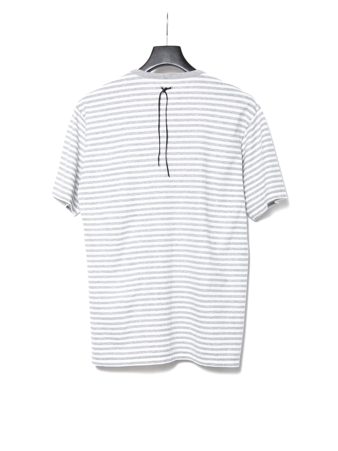 【予約品 10月12日(日) 締切】High Twisted Yarn Cotton Single Jersey Stripes Crew Neck T-shirt / ボーダー強撚天竺 クルーネック Tシャツ / グレー×ホワイト