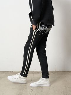 T-Rストレッチポンチ スターノルディックフロッキー ラインリブパンツ / ブラック