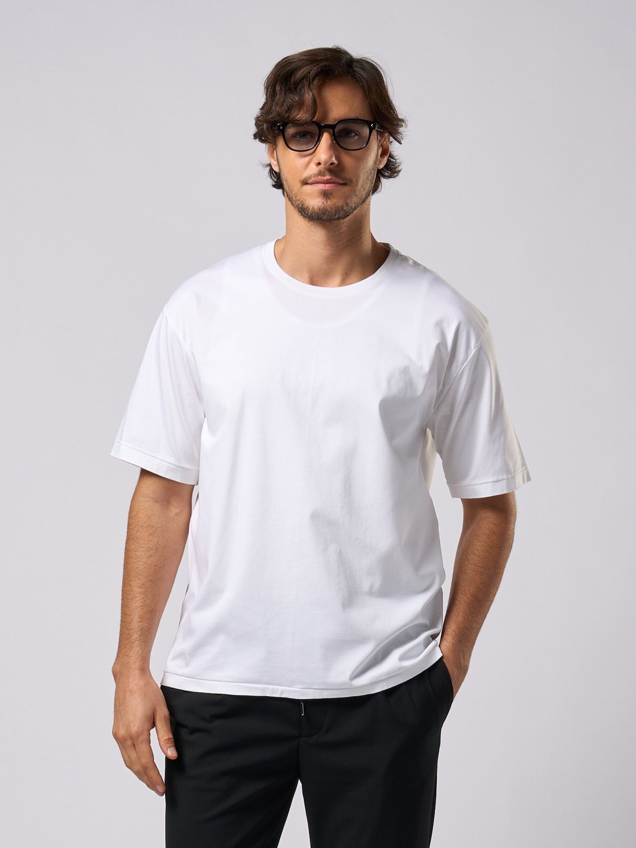 【予約品9月19日 10時締め】 silk touch ladder-st S/S  / Tシャツ / ホワイト×ホワイトステッチ