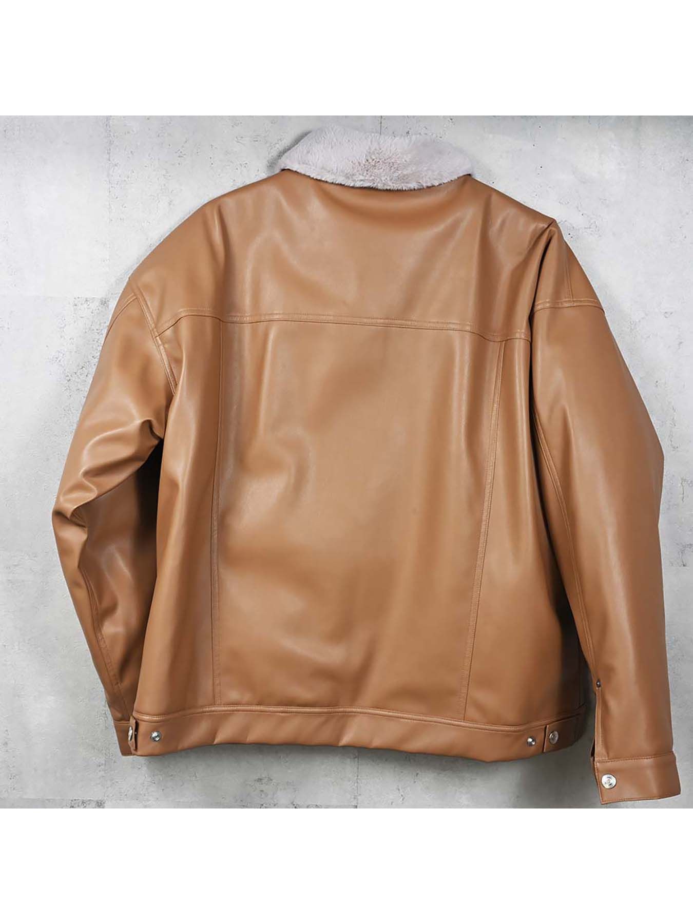 【予約品 8月31日(日) 締切】LEATHER FUR OVER G / レザーファーオーバーGジャケット / キャメル