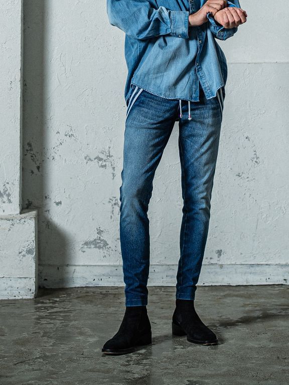 《予約11月17日19時締め》 EX denim jersey  EDGE   PT / ジャージ ダークインディコブルー