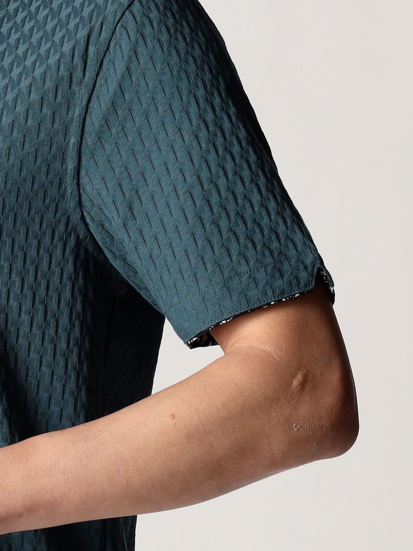 リンクスジャカードスキッパーポロシャツ / ブルー【NICOLE CLUB FOR MEN】